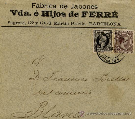 Francobolli: 1898. SOBRE PUBLICITARIO DE SAN MART&Iacute;N DE PROVENSALS