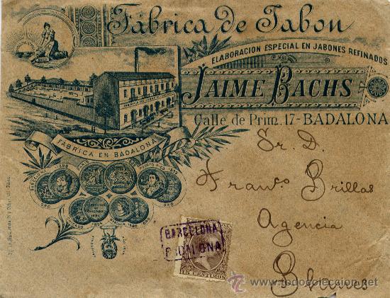 Sellos: 1895. SOBRE PUBLICITARIO BADALONA - Foto 1