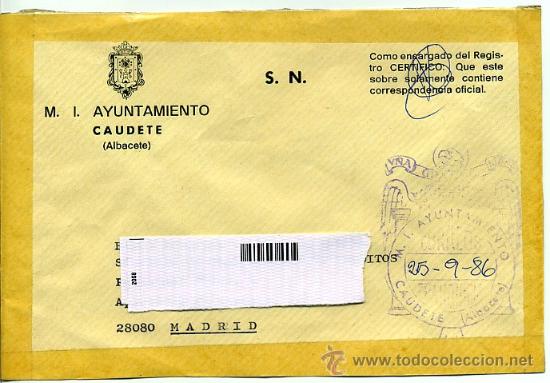 Stamps: FRANQUICIA 1986 - AYUNTAMIENTO CAUDETE / ALBACETE -&iquest;BUSCAS OTRO DE LUGAR?