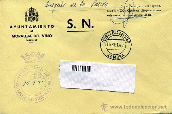 Sellos: FRANQUICIA 1987 - AYUNTAMIENTO DE MORALEJA DEL VINO / ZAMORA -&iquest;BUSCAS OTRO DE LUGAR?