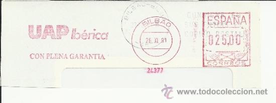 Sellos: FRANQUEO MECANICO BILBAO UAP IBERIA SEGUROS Y REASEGUROS - Foto 1