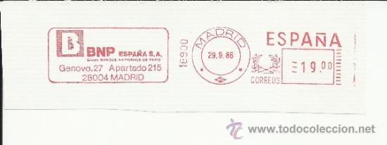 Sellos: FRANQUEO MECANICO MADRID BNP BANCA PARIS - Foto 1