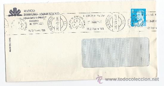 Stamps: SOBRES CIRCULADO -II CONGRESO NACIONAL DE DIABETICOS -MATASELLOS DE RODILLO