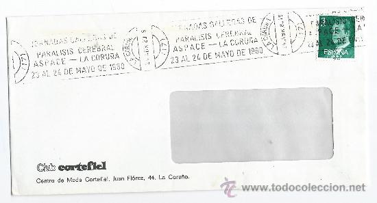 Stamps: SOBRES CIRCULADO -JORNADAS GALLEGAS DE PARALISIS CEREBRAL-MATASELLOS DE RODILLO