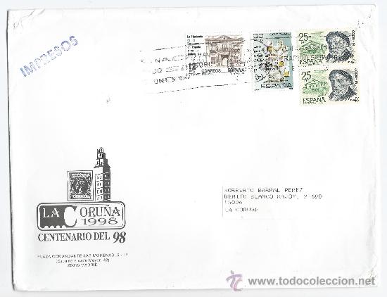 Sellos: SOBRE CIRCULADO -LA CORU&Ntilde;A 98-CENTENARIO DEL 98- - Foto 1