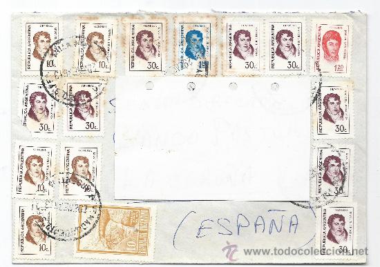 Sellos: SOBRE CIRCULADO ARGENTINO MULTISELLADO