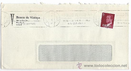 Sellos: SOBRE CIRCULADO -125 ANIVERSARIO FARO DE VIGO-MATASELLOS DE RODILLO