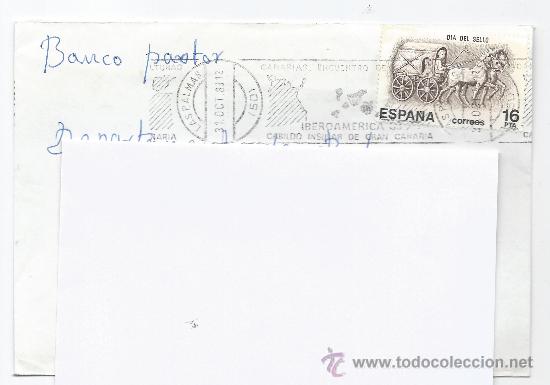 Sellos: SOBRE CIRCULADO-CANARIAS-ENCUENTRO DE CULTURAS -MATASELLOS DE RODILLO