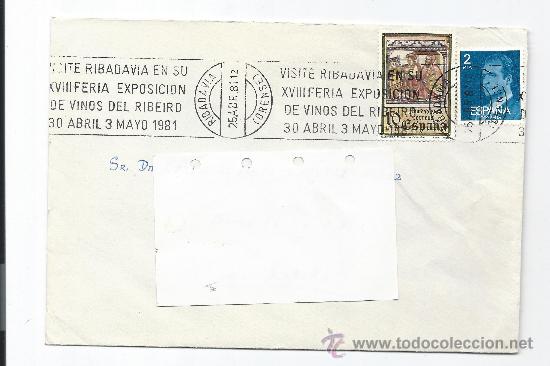 Briefmarken: SOBRE CIRCULADO-XVII-FERIA EXPOSICION VINO DEL RIBEIRO- RIBADAVIA-MATASELLOS DE RODILLO