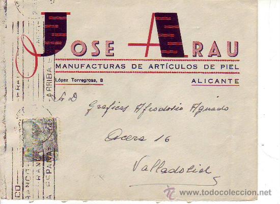 Timbres: sobre comercial circulado-alicante-valladolid-a&ntilde;os 40