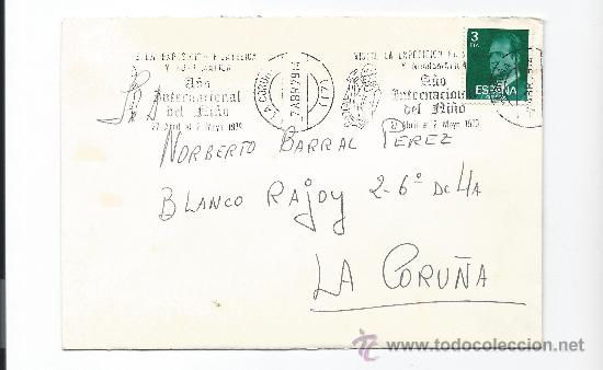 Stamps: 4245- SOBRE CIRCULADO -A&Ntilde;O INTERNACIONAL DEL NI&Ntilde;O- CON MATASELLOS DE RODILLO