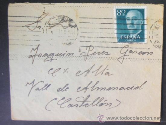 Stamps: (6) SOBRE CON SELLO,P. DE ARTILLERIA (VALENCIA) A VALL DE ALMONACID (CASTELLON) :