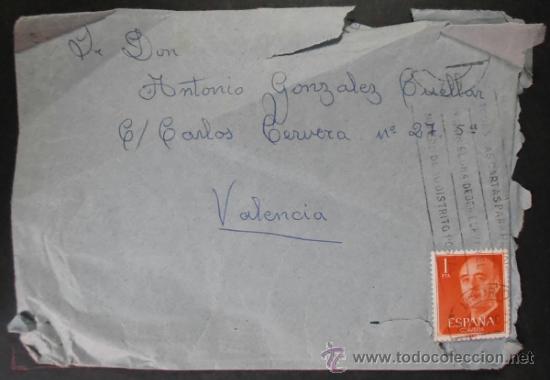 Sellos: (305) SOBRE CON SELLO, DE MADRID A VALENCIA, CONSERVACION: - Foto 1