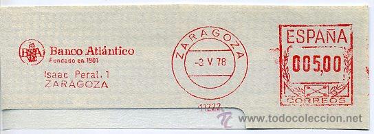 Sellos: franqueo mecanico 11222 - 1978 - banco atlantico / zaragoza - barco