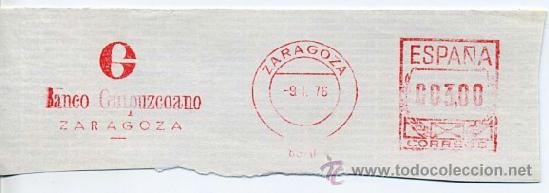 Sellos: franqueo mecanico 8870 ? - 1976 - banco guipuzcoano / zaragoza gipuzkoa