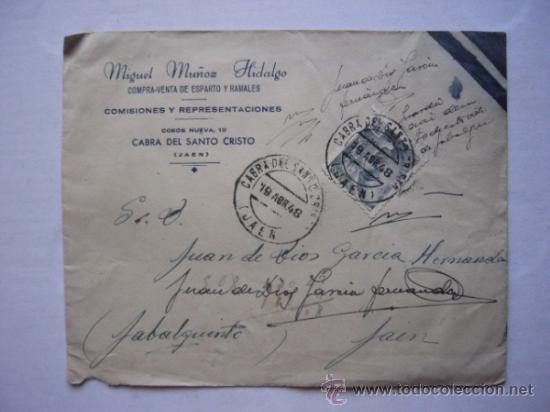 Briefmarken: SOBRE PUBLICIDAD DE COMPRA-VENTA DE ESPARTO Y RAMALES. CABRA DEL SANTO CRISTO. 1948.