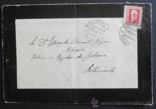Francobolli: (5010)SOBRE CON SELLO,DESTINO ONTENIENTE,VALENCIA,1932,CONSERVACION: