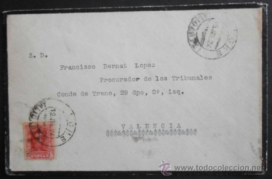 Francobolli: (5016)SOBRE CON SELLO,DE ELCHE A VALENCIA,1924,CONSERVACION:
