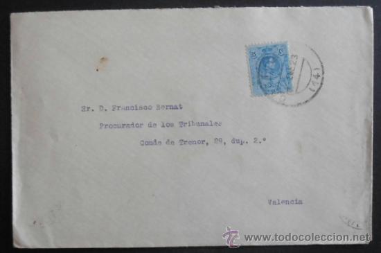 Timbres: (5100)SOBRE CON SELLO,GOBIERNO CIVIL,CASTELLON A VALENCIA,1923,CONSERVACION: