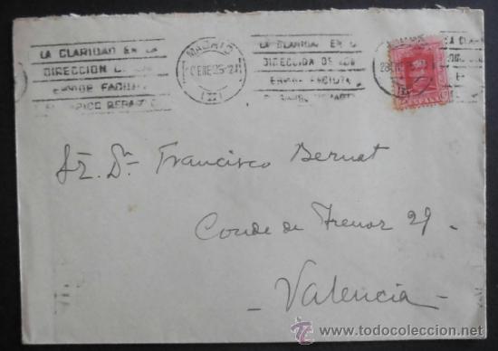 Timbres: (5101)SOBRE CON SELLO,DESTINO VALENCIA,1925,CONSERVACION: