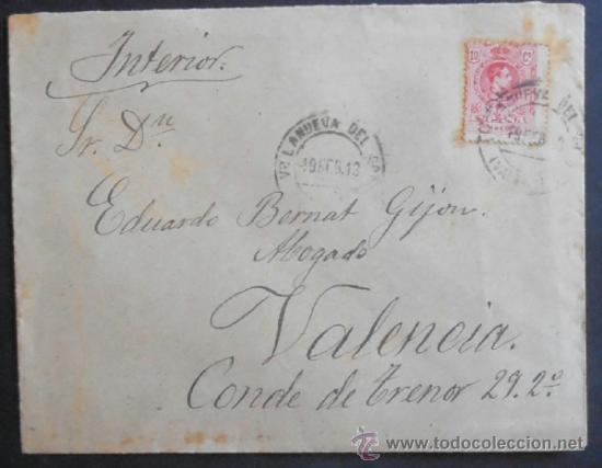 Timbres: (5105)SOBRE CON SELLO,DESTINO VALENCIA,1913,CONSERVACION:
