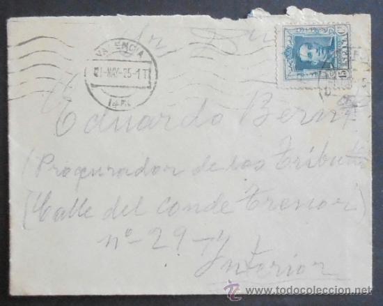 Timbres: (5106)SOBRE CON SELLO,DESTINO VALENCIA,1925,CONSERVACION: