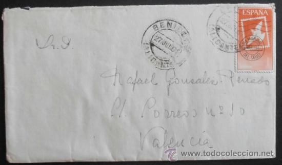 Timbres: (5115)SOBRE CON SELLO,&iquest;BENIDORM? A VALENCIA,1961,CONSERVACION:
