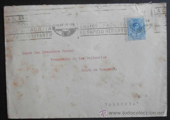 Timbres: (5123)SOBRE CON SELLO,DESTINO VALENCIA,1923,CONSERVACION: