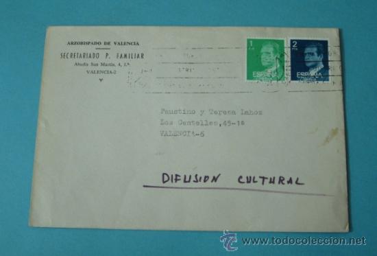 Sellos: SOBRE CON MATASELLO RODILLO. MEMBRETE ARZOBISPADO DE VALENCIA - Foto 1