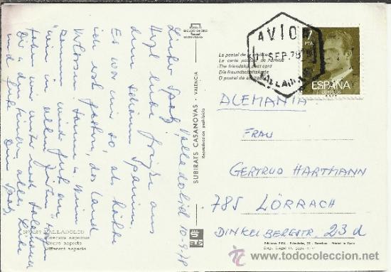 Sellos: VALLADOLID TP CON MAT CORREO AEREO AVION HEXAGONAL - Foto 1