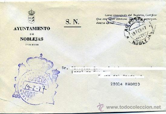 Stamps: FRANQUICIA + MATASELLOS AP 1987 - AYUNTAMIENTO NOBLEJAS / TOLEDO &iquest;BUSCAS OTRO?
