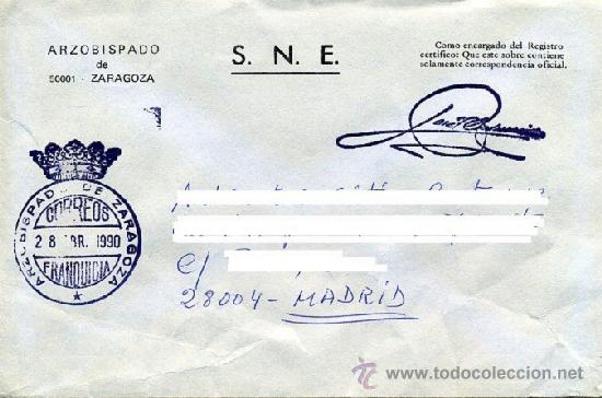 Sellos: franquicia 1990 - arzobispado ZARAGOZA - religion - Foto 1