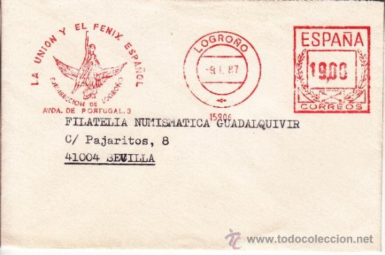 Sellos: franqueo mecanico 15906 logro&ntilde;o, la union y el fenix, - Foto 1