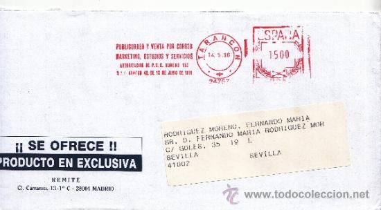Sellos: franqueo mecanico 24757 tarancon (madrid), colaboradora, - Foto 1