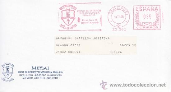 Sellos: franqueo mecanico 22985 madrid, mesai, mutua de seguros y reaseguros a prima fija, - Foto 1