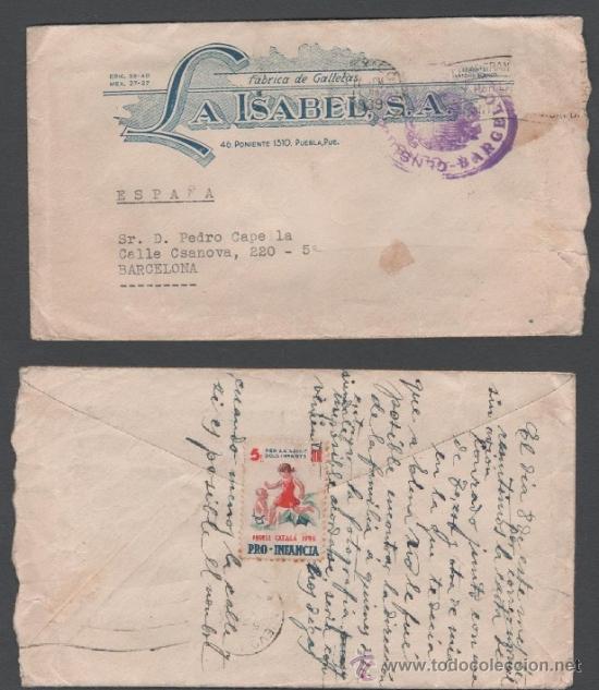 Francobolli: L16-21 Guerra Civil - Sobre de la Fabrica de Galletas =LA ISABELA, S.A.= circulado en 1939, , de PUE