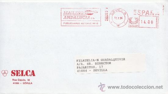 Sellos: franqueo mecanico 26093 sevilla, colaboradora, selca, - Foto 1