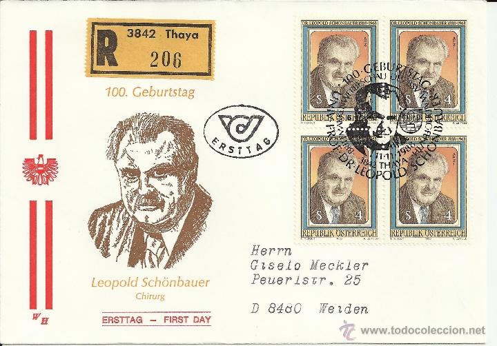 Sellos: AUSTRIA CC CERTIFICADA CENTENARIO LEOPOLD SCHONBAUER CIRUJANO MEDICINA - Foto 1