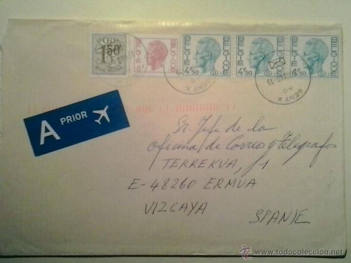Stamps: SOBRE CIRCULADO AVI&Oacute;N - B&Eacute;LGICA-ERMUA (VIZCAYA) - Rey Baudouin - REY BADUINO DE SAJONIA.