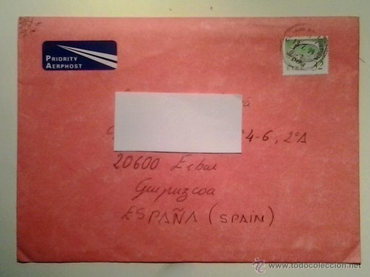 Stamps: MARCOFILIA - SOBRE CIRCULADO PRIORITARIO (IRLANDA-EIBAR) 1999.