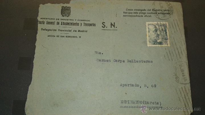 Sellos: ANTIGUO SOBRE CIRCULADO MADRID ESPINARDO MURCIA - Foto 1