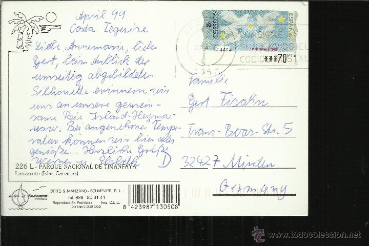 Sellos: TP CON MAT ARRECIFE CANARIAS CON ATM NAVIDAD 1998 - Foto 1