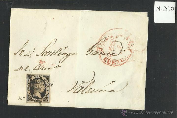 Sellos: SEIS CUARTOS - A&Ntilde;O 1851- DE CUENCA A VALENCIA - (N-310) - Foto 1