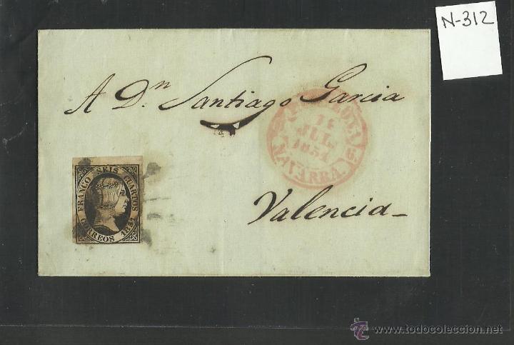Sellos: SEIS CUARTOS - A&Ntilde;O 1851- DE NAVARRA A VALENCIA - (N-312) - Foto 1