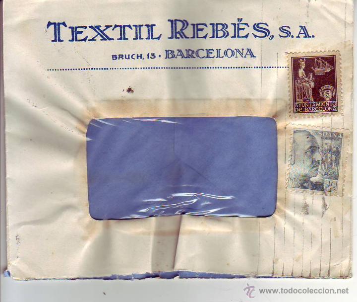 Sellos: textil rebes s.a..-barcelona-sobre circulado - Foto 1