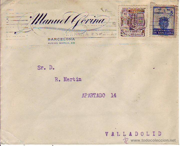 Sellos: manuel gorina.-barcelona-sobre circulado - Foto 1