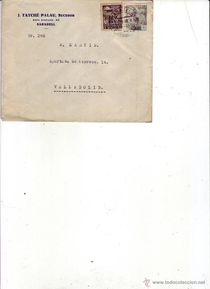 Sellos: j.tatche palau, sucesor. - sabadell - sobre circulado - Foto 1