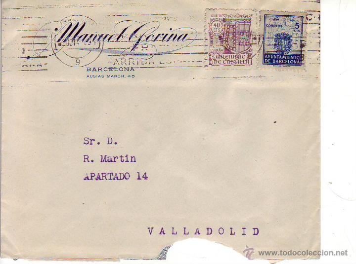 Sellos: manuel gorina barcelona - sobre circulado - Foto 1