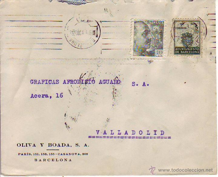 Sellos: oliva y boada s.a..- barcelona -sobre circulado - Foto 1