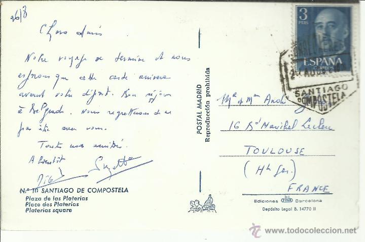 Sellos: SANTIAGO DE COMPOSTELA CC CON MAT HEXAGONAL CORREO AEREO - Foto 1